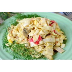 Рецепт: Салат с жареными крабовыми палочками и грибами