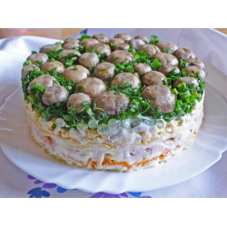 Салат «Грибная поляна» с шампиньонами - рецепт с фото пошагово