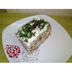 Рецепт: Торт-пирог с фаршем под сливочно-сырным соусом
