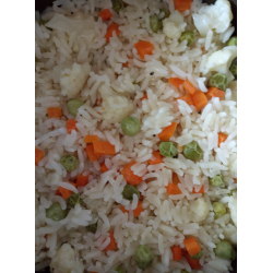 Рецепт: Рис с цветной капустой, морковью и горошком