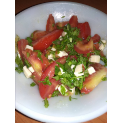 Рецепт: Салат из помидора с руколой и сыром