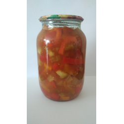 Рецепт: Консервированные баклажаны с перцем в томатном соке