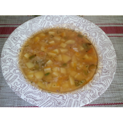 Рецепт: Овощной, томатный суп с рисом