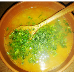 Рецепт: Гороховый суп на кокосовом масле с булгуром и имбирем