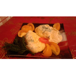 Рецепт: Омлет с сыром, томатами и зеленью вареный в пакете