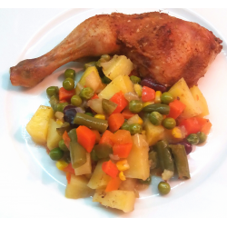 Рецепт: Курица с овощами в духовке