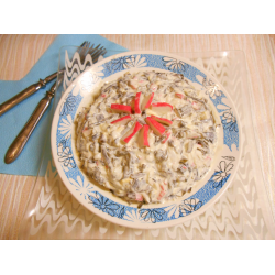 Рецепт: Салат морская капуста, яйцо, крабовые палочки "Минутка"