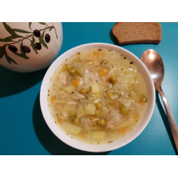 Рецепт: Суп овощной с капустой и зеленым горошком