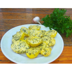 Рецепт: Чесночная картошка с зеленью и сыром
