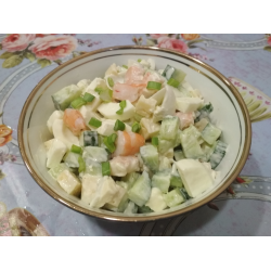 Рецепт: Салат с креветками и сыром