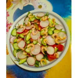 Рецепт: Весенний салат с креветками и рукколой