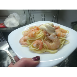 Рецепт: Спагетти с креветками и майонезом