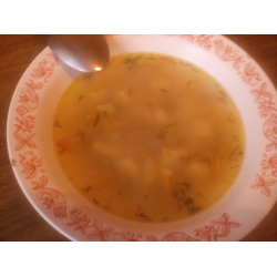 Рецепт: Рисовый суп с зеленым горошком