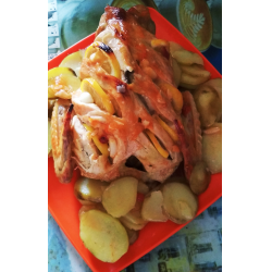 Рецепт: Запеченный цыпленок с картошкой