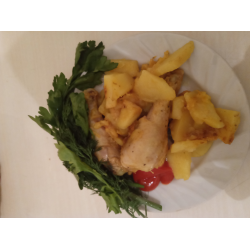 Рецепт: Ножки куриные с куркумой, чесноком и картофелем