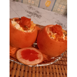Рецепт: Праздничный салат "Оранжевое настроение" из морепродуктов