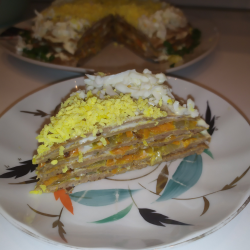 Рецепт: Печеночный торт с яйцом и зеленью