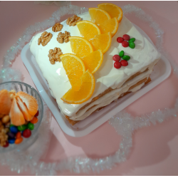 Рецепт: Новогодний пряный торт из тыквы с орехами