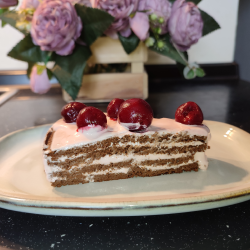 Рецепт: ПП Шоколадно вишневый торт на сковороде