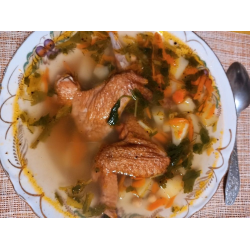 Рецепт: Суп из консервированного нута с копчеными куриными крылышками